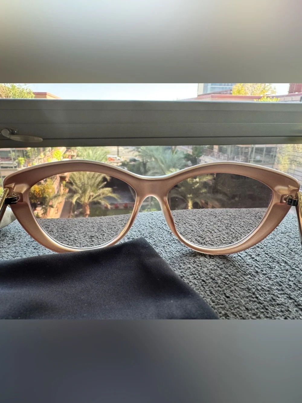 Valentino Rose Gold Gradient Cat-Eye Sunglasses with crystals.